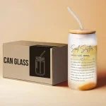 16 Oz Friendship Can Glass Gift Set with Lid, Straws, and Brush