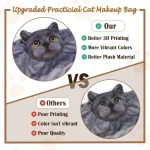 Cat-Themed Drawstring Makeup Bag for Women – Travel Cosmetic Organizer