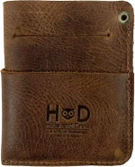 Hide & Drink Handmade Front Pocket Wallet in Bourbon Brown Leather, featuring a multitool pouch and card holder.