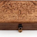 Handmade Wooden Jewelry Box with Tree of Life Carving for storing jewelry, trinkets, and keepsakes.