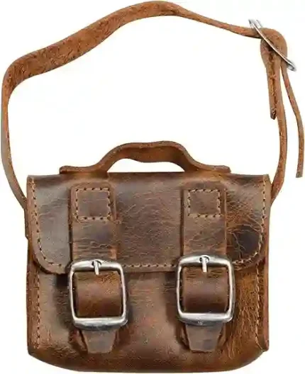 Hide & Drink Mini Messenger Bag, handmade from Full Grain Leather, featuring an adjustable strap for versatile use.