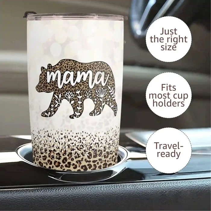 Stainless steel 20oz tumbler with heartwarming design, perfect gift for Mother’s Day or birthdays.