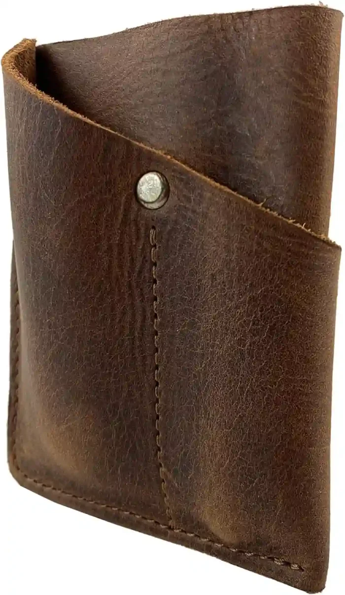 Hide & Drink Handmade Front Pocket Wallet in Bourbon Brown Leather, featuring a multitool pouch and card holder.