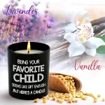 Vanilla Lavender scented candle in a glass jar, perfect for gifting on special occasions.