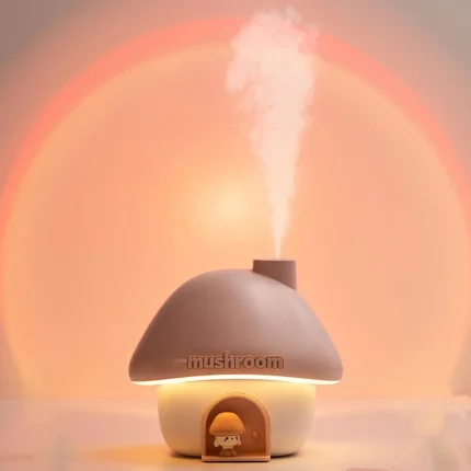 Ultrasonic Cool Mist Humidifier with Sunset Night Light in Bedroom