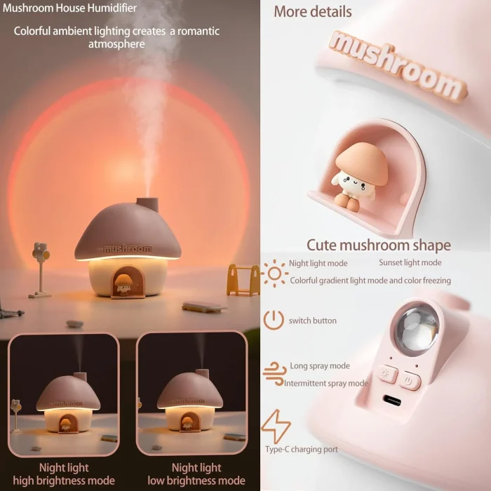 Cool Mist Humidifier Creating Romantic Atmosphere with Gradient Lights"